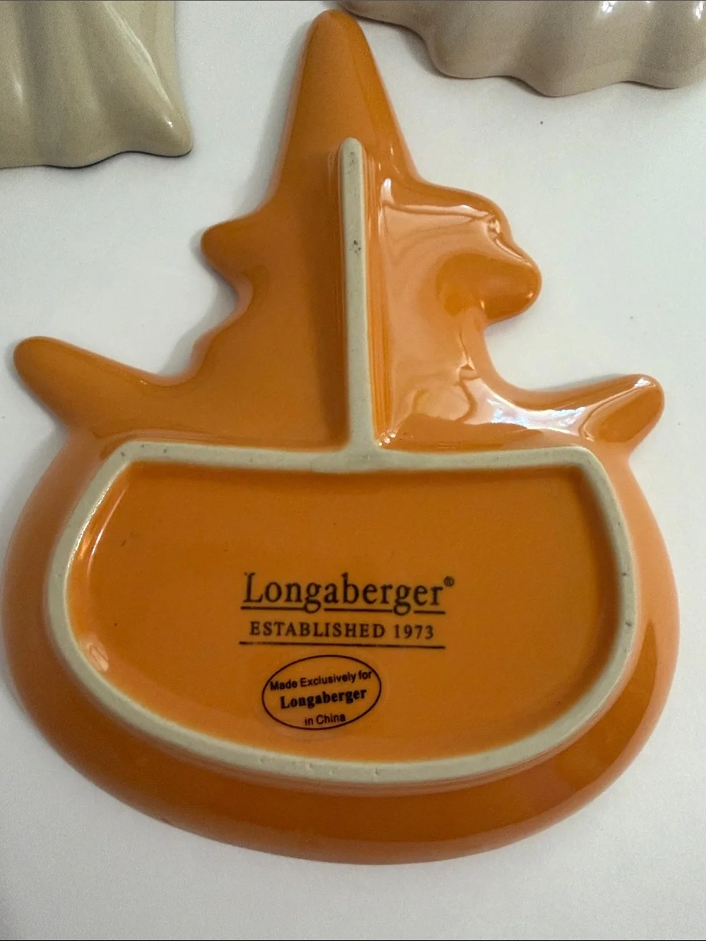 Longaberger Halloween Ceramic Treat Dishes Set of 3 Cat Ghost Pumpkin